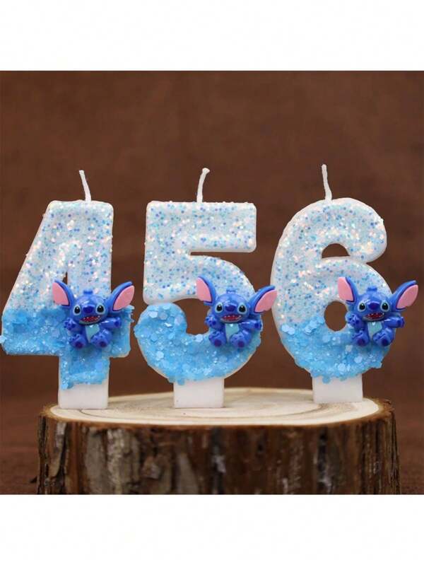 Disney 1 pieza de velas de cumpleaños con diseño de Stitch, velas números brillantes de Stitch del anime Lilo y Stitch para decoraciones de cumpleaños, soportes para velas de pastel para decoración de pastel, boda, aniversario, fiesta con tema dulce