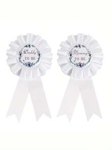 婴儿洗礼性别揭晓派对主题装饰准妈妈肩带脚冠粉色妈妈徽章 - 白色 - 查看 8