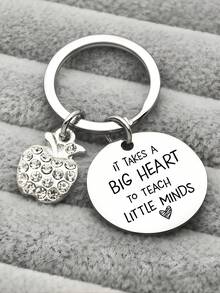 1PC Apple Metal Creative Stainless Steel Keychain Teacher's Day Gift Student To Teacher Graduation Season Gift Heartwarming Small Gift - Multicolor - View 4