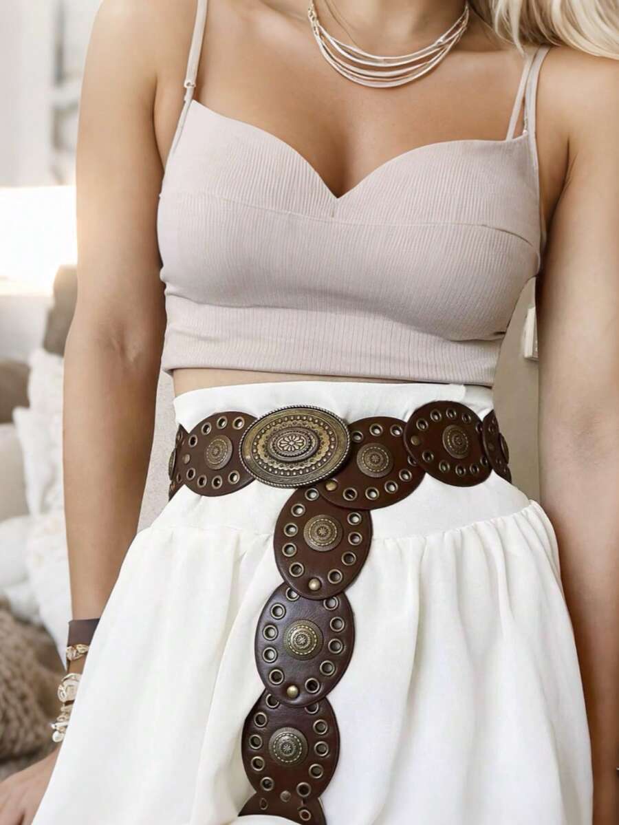 A High - Quality Metal Belt With A Circular Design For Summer Summer, School - Bohemian - View 1