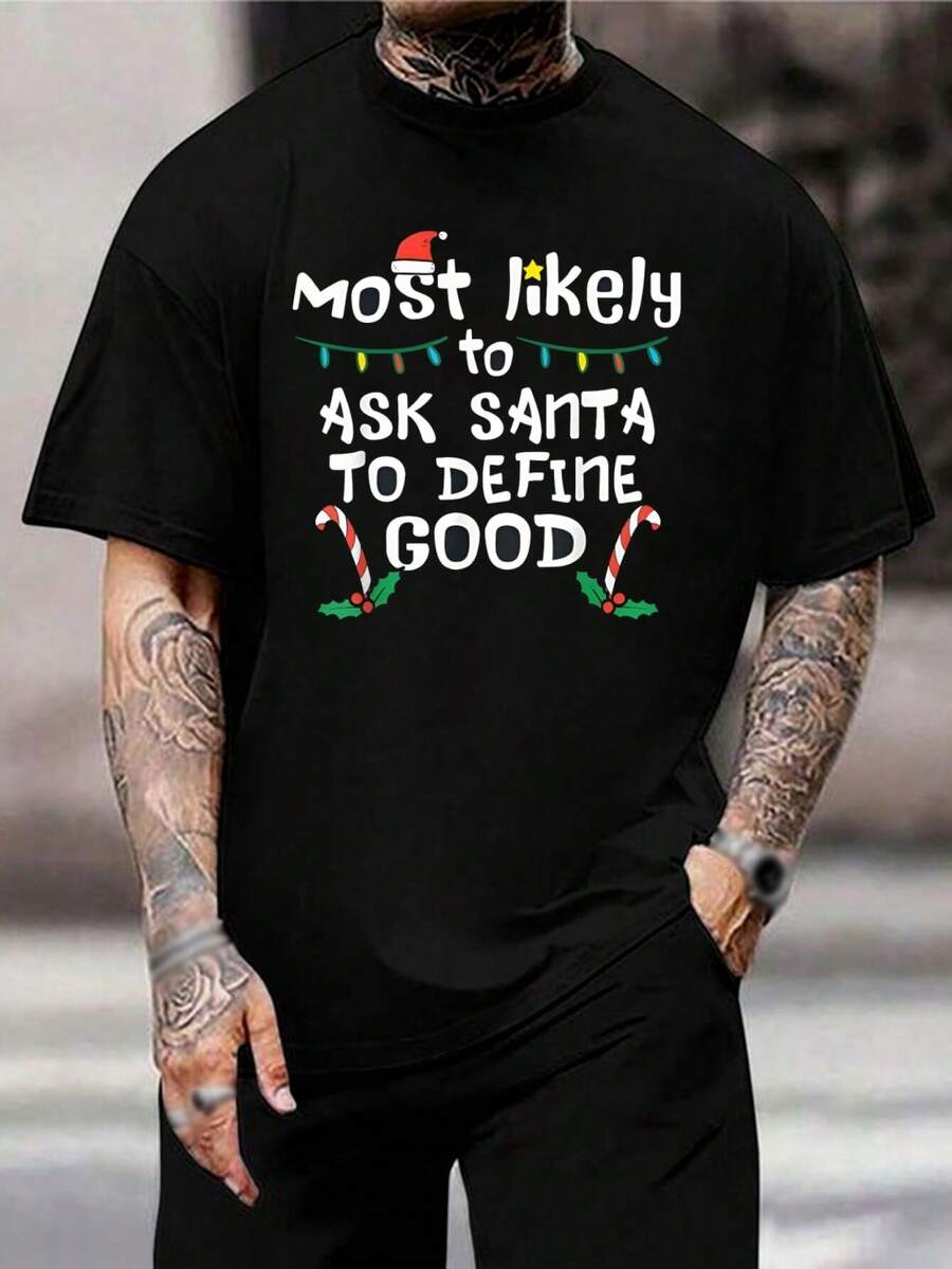 Camisas familiares a juego divertidas de Navidad - Camiseta con definición de Santa - Regalo festivo para niños, niñas, hombres y mujeres - Camisetas para fiestas navideñas - Negro - Ver 1