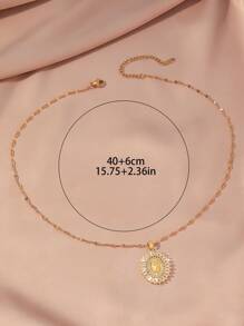 1 pièce Collier pendentif Vierge Marie de croyance religieuse à la mode européenne et américaine avec incrustation de zircone colorée, collier ras du cou pour femmes
