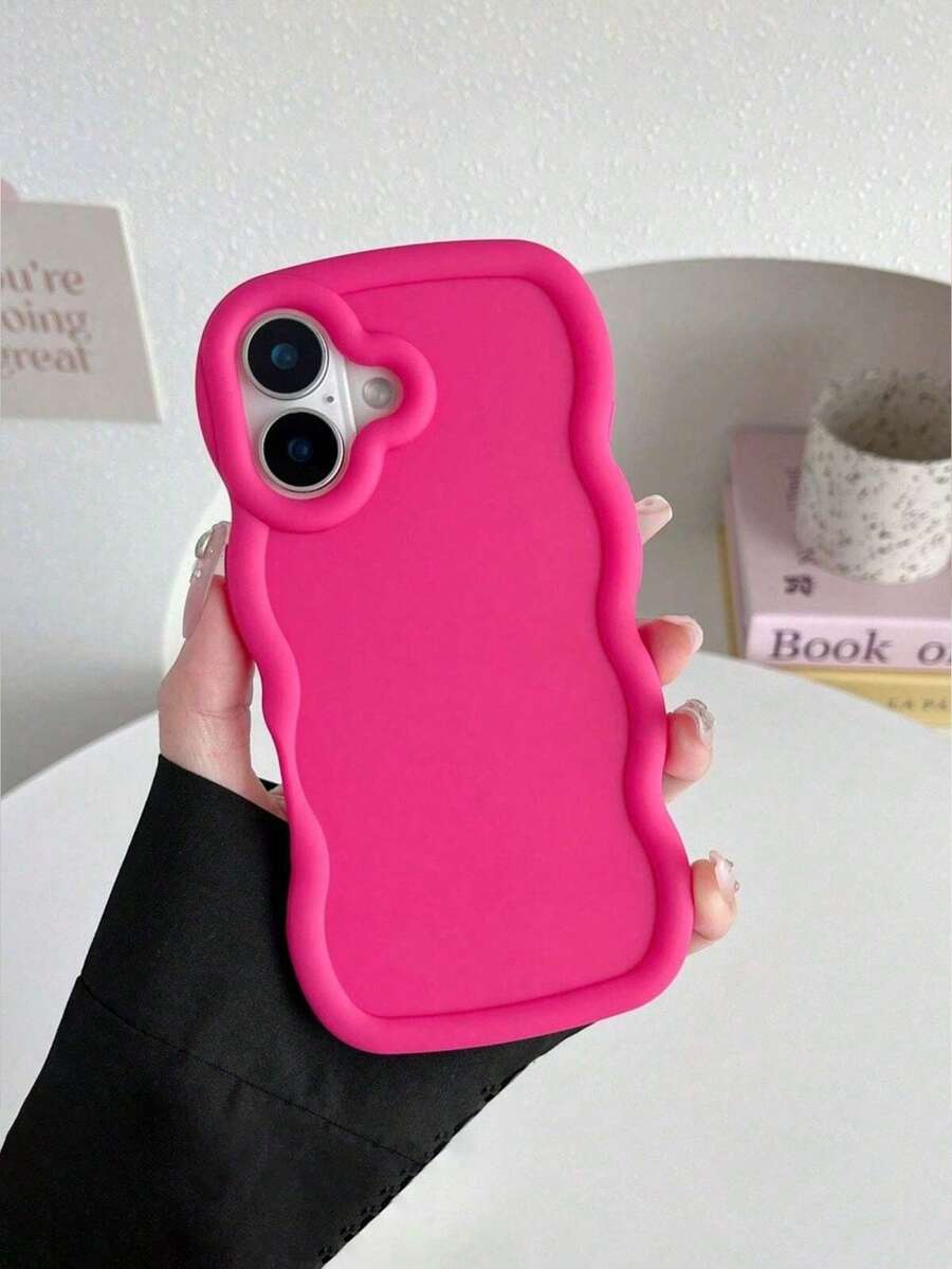 1 件波浪图案全覆盖防震玫瑰红色手机壳，适用于 17 / 17 Air / 17 Pro / 17 Pro Max、 13、 14、 15、 16 Pro Max、 16、Galaxy 手机壳 - 玫紅色 - 查看 1