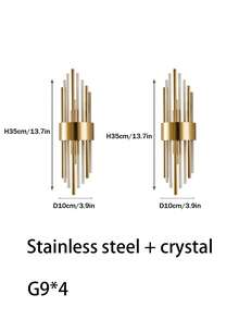 1 pieza/2 piezas Lámpara de pared moderna de oro/negra con cristal, base de acero inoxidable, Body de lámpara de cristal de alta calidad, adecuada para cafetería, sala de estar, dormitorio, villa, decoración de pared del hogar, accesorio de iluminación decorativa para habitación - Multicolor - Ver 14