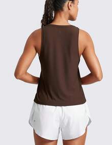 CRZ YOGA Cloudweight Camiseta sin Mangas Cuello Redondo Deportivas Ligeras Tops de Gimnasio para Mujer - Café Morena - Ver 5