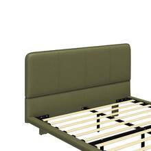 MERAX Floating Bed Frame With LED Light, Modern PU Leather Platform Bed, No Boxing Spring Needed, Assemble Easily,Full Size-Green - 全尺寸-綠色 - 查看 10
