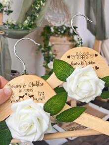 1PC Personalized Custom Wedding Dress Hanger, Personalized Wedding Hanger, Wedding Hanger Engraved With Name And Date, Exquisite Bride Shower Gift, High-Quality Customization, Elegant Design, Very Suitable For Bride Party Gifts, Wedding Decorations, And Unique Commemorative Gifts For Her Boyfriend, Girlfriend, Father, Mother, Family, Friends, Pets, Daughter, School Students, Son's Birthday, Graduation, And Family - Multicolor - View 4
