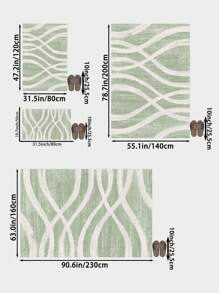 1 Piece Of Faux Cashmere Living Room Carpet Printed With Light Green Lines. Suede Delicate, Pleasant To The Touch, Non-Slip Washable Area Rug For Bedroom, Can Be Used In Living Room, Bedroom Bedside Carpet, Door Mat, Room Decoration. Suitable For Different Seasons Of Spring, Summer, Autumn And Winter.