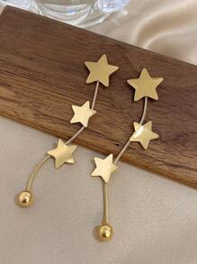 1Pair Five Pointed Star Tassel Earrings Elegant Dangle Earrings For Women Fashion Dangle Earrings For Party Daily Jewelry Birthday Gifts