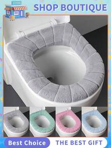 Toilettendeckel, Badezimmer Weicher Dicker Wärmer mit Druckknöpfen Fixierte Dehnbare Waschbare Faser Tuch Toilettendeckel Abdeckungen Pads Einfache Installation & Reinigung