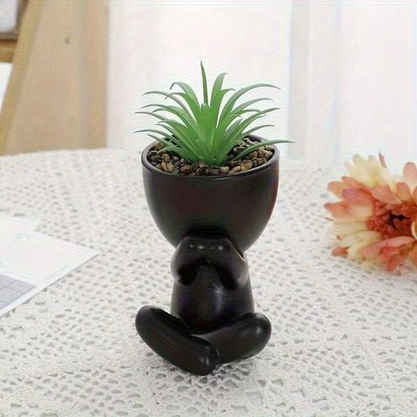Modern Mini Character Green Plant Tray Nordic Style Ornaments, Cactus Pots, Fake Succulent Potted Plants, Balcony Decorations, Living Room Dining Table Household Items, Shopping Mall Display Windows,Halloween Decor Home Decor Halloween Decor Fall Decor Room Decor