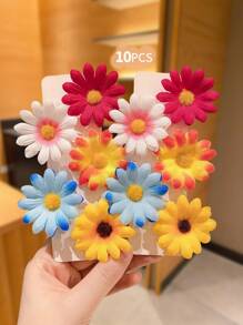 10pcs Colorful Floral Countryside Style Hair Clips For Girls