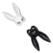 Masque de lapin noir et blanc, décoration de fête de Pâques, masque de lapin à longues oreilles, costume de lapin, cosplay