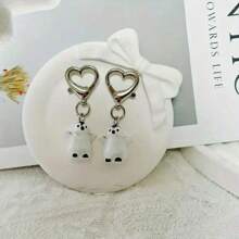 3D Penguin Love Key Chain - 1 Pair Adorable Penguin Couple Resin Pendant, Suitable For Bags And Earphone Accessories, Women's Keychain With Heart Card Ring, Ideal Valentine's Day Gift Decor, Warm Embrace Love Penguin Keychain, Gift For Best Friends, Wife, Husband, Boyfriend, Girlfriend