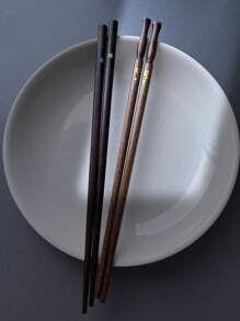 5pcs/Set Flower Patterned Wooden Chopsticks, Japanese Style Tableware For Home Dining,School Supplies