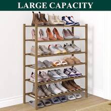 Shoe Rack Closet, 3 Tier Wooden Stackable Shoe Organizer, Standing Shoes Storage Shelf Entryway, Front Door Entrance, Natural - 核桃 - 查看 5