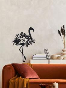 Metal Flamingo Mural Decoration - 1pc, 11.81 Inch Iron Outdoor Sculpture For Living Room Patio Balcony, Indoor Home Wall Decorations, Gifts, Metal Artwork