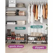 2 Tier Shoe Rack, Closet Metal Shoe Rack Organizer Heavy Duty, Stackable, Black-Cll - Bronze - View 4