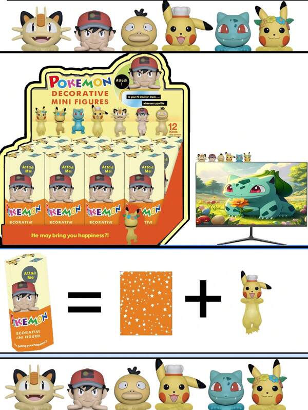 pokemon 1/12pcs Pokemon Back To School Blind Box - Cute Cartoon Characters, Suitable For Laptops, Computer Monitors, Cabinets, Beds, Headboards, Chairs, Bags, Suitcases, Equipped With Self-Adhesive Film, Easy To Stick And Use, The Film Can Be Torn Off Without Leaving Any Marks, Features - Can Be Given As An Ideal Gift For, A Must-Have In Summer, Suitable For Giving Or Using At Summer Parties, Birthday Parties, Christmas, Halloween, Thanksgiving Parties