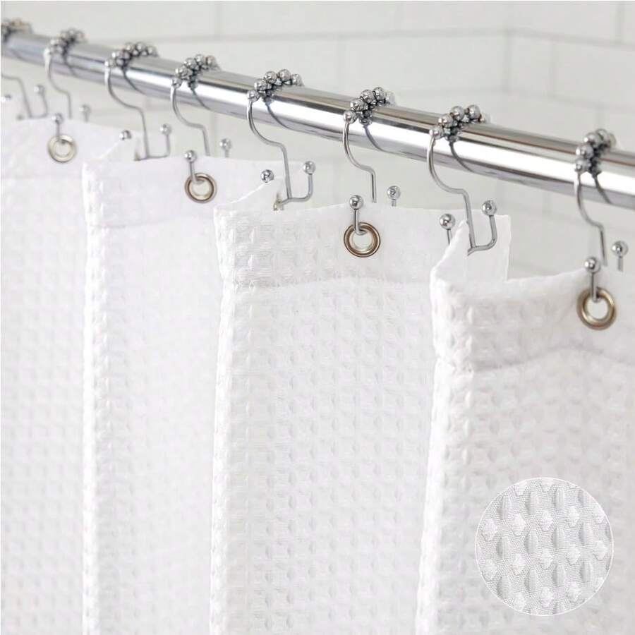 New GORILLA GRIP Waffle Shower Curtain, Thick Weighted Fabric, 72x78 ...