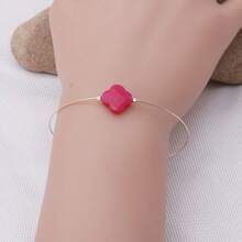 1 件女士时尚幸运花天然石不锈钢手镯，情人节、母亲节、妈妈、母亲、母亲节、礼物的日常佩戴礼物