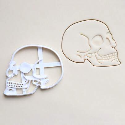 1pc Halloween Skull Shaped Cookie Cutter, Plastic Baking Tool, Horror Theme Biscuit Cutting Mold, Reusable Fondant Cutter, Party DIY Baking Accessory