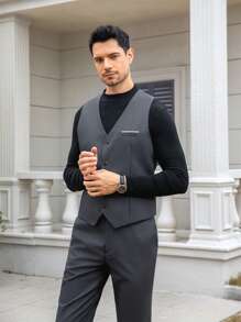 CLOUDSTYLE Hombres con diseño de solapa Blazer & Chaleco & Pantalones de traje