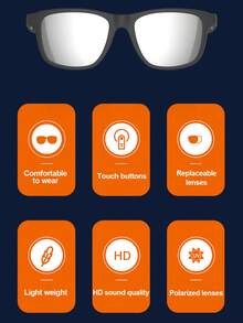 Kính nghe nhạc thông minh AirMars G10, Nghe nhạc, Tai nghe không dây, Kính thông minh, Kính râm nữ, Kính thông minh nam, Kính râm thể thao có micrô, Thiết yếu cho các chuyến đi chơi mùa hè, Kính BT, Sản phẩm điện tử - Nhiều màu - Xem 8