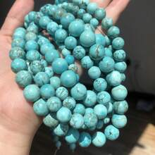 4-12mm Natural Stone Beads Blue Turquoise Round Loose Beads For Jewelry Making DIY Bracelets Necklaces Accessories 15''