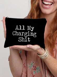 "All My Charging Sh*T" Funny Cord Case - Adult Zipper Pouch For Electronics & Phone Organization, Non-Waterproof, Formaldehyde-Free Tool And Accessory Bag, Perfect Men's Gift Makeup Organizer Makeup Storage Bag Mini Pouch Travel Small Makeup Case Accessories Make Up Holder Brush Bag Make Up Container Cosmetic Bag Travel Essentials Makeup Bag Makeup Bags Makeup Pouch Make Up Pouch Back To School