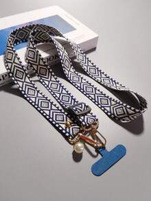 Adjustable Retro Plaid Lanyard With Pearl Decor, Suitable For ID Card Or Casual Use - Multicolor - View 9