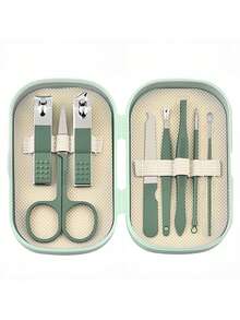 Professional Stainless Steel Nail Clipper Set With Ear Pick And Nail File - Portable Pedicure And Manicure Tools For Finger And Toenails