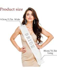 Bride Sash White Pearls Rhinestones Bride Sash Bachelor Party Sash Bride Shower Sash Gift Wedding Party Sash Bride Sash - White - View 4