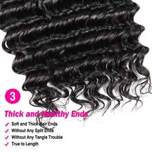 Deep Wave Human Hair Bundles 12A Deep Hair Bundles Brazilian Deep Wave Human Hair Bundles 100% Unprocessed Virgin Weave Deep Wave Bundles Human Hair Raw Remy Hair Bundles Natural Black For Women Hair Extension - Natural Black - 查看 4