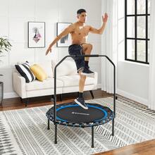 40 Inches Mini Fitness Trampoline, Fitness Rebounder With Adjustable Handrail, Foldable Trampoline For At-Home Workout, Max. Load 264.6 Lb - Màu xanh và đen - Xem 1