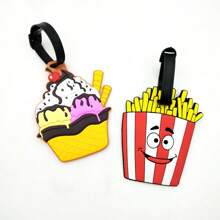 1/3 Pcs Bright Attractive Doughnut & French Fries Luggage Tags, PVC Soft Pendant Identifiers For Luggage, Backpacks, And SuitcasesSuitcase Tag Holiday Vacation For Travel For Honeymoon For College For School Bag For Flying For Cruise For Bags Portable Anti-Lost