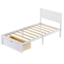 Cama de plataforma de tamaño individual con cajón debajo, blanco - 9608 - Multicolor - Ver 6