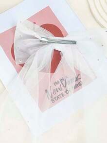 1pc White Bride, Faux Pearl Mesh, Simple Style Wedding Registration, Short Party, Faux Pearl Hairclip, Wedding Dress Accessory, Simple Design Hair Clip Valentine's Day Valentines B5NF - trắng - Xem 3