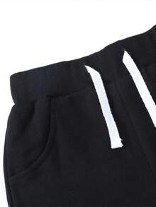 2pcs Young Boy Navy & Black Shorts Set, Summer - Multicolor - View 6