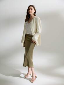 Women Minimalist Chunky Heeled Mule Sandals, Elegant Summer Heeled Sandals Winter Gifts - Beige - View 2