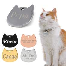 Customized Cat Shaped Name Tag, Pet ID Tag, Cat Accessories, Collar Pendant, Various Fonts And Colors Available