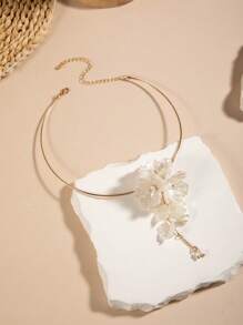 1pc Choker + 1 Pair Earrings Bohemian Ocean Style Shell Flower 3D Floral Choker + Earrings Jewelry Set, Suitable For Beach, Party, Gathering