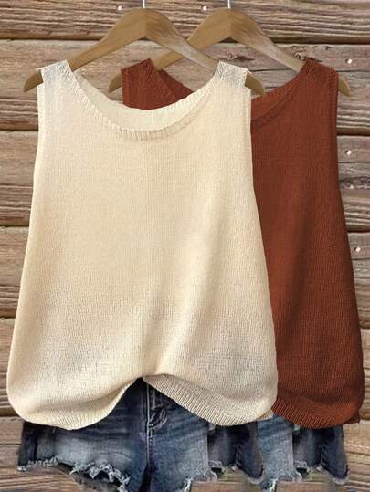 韩式圣诞休闲波西米亚风节日派对复古针织背心服装女士复古钱风格可爱机场街头服饰乡村音乐会毛衣套装女士角色扮演万圣节服装2025年万圣节性感女巫服装外出秋季女装返校服装Y2K乡村音乐会秋季女装冬季女装哥特纯色圆领半透明简约休闲宽松针织背心两件套