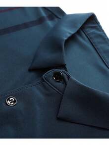 Men's Summer Short Sleeve Ice Silk Polo Shirt - 藍色 - 查看 4