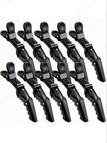 10pcs/6pcs Women Professional Salon Quality Hair Clips, Crocodile Design Wide Tooth Double Hinge, Set, Hair Accessories, Head Accessories, Hair Accessories For Women, Hairpin - Black - View 1