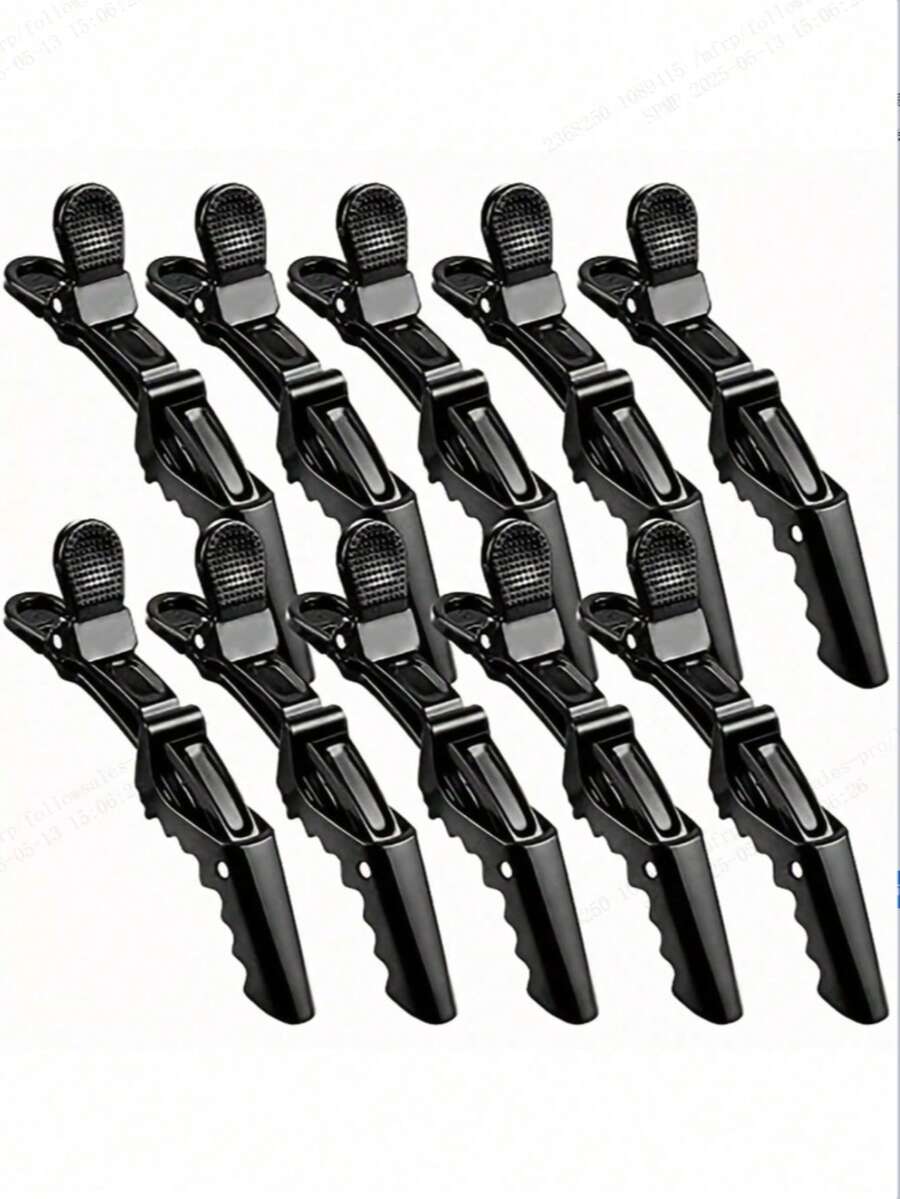 10pcs/6pcs Women Professional Salon Quality Hair Clips, Crocodile Design Wide Tooth Double Hinge, Set, Hair Accessories, Head Accessories, Hair Accessories For Women, Hairpin - Black - View 1