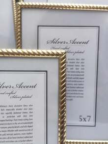 1pc 5", 6", 7", 8", 10" A4 Gold/Silver Stainless Steel Braided Pattern Photo Frame Easel, Random Picture Included - Multicolor - View 4