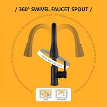 Hiqufet Kitchen Faucet With Pull Down Sprayer, Brushed Nickel High Arc Single Handle Kitchen Sink Faucet, Stainless Steel Modern Faucets, Llaves Para Fregaderos De Cocina - Matte Black - View 3