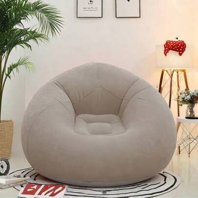 1pc Inflatable Sofa, Inflatable Slouchy Sofa, PVC Single-Person Sphere Sofa, Foldable Outdoor Leisure Sofa Chair (Gray Or Black Bottom, Random Delivery)