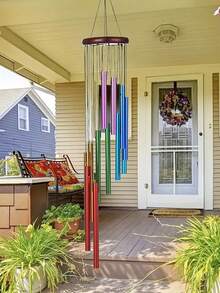 Carillón de viento arcoíris para exteriores, carillón de viento de tubos metálicos para uso en exteriores, adecuado para jardín, terraza, balcón y decoración del hogar. Carillón de viento con 12 tubos de aluminio y ganchos, carillón de viento metálico, carillón de viento musical - Multicolor - Ver 12